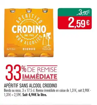 Match CORDINO Apéritif sans alcool Crodino offre