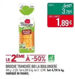 Match LA BOULANGERE Brioche tranchée bio offre