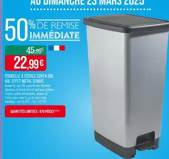 Match Sundis Poubelle à pédale cover bin 40L effet métal offre