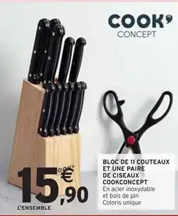 Intermarché Cook Concept Bloc de 11 couteaux et une paire de ciseaux offre