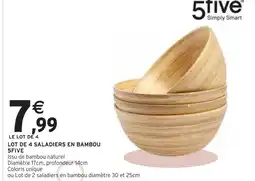 Intermarché 5FIVE Lot de 4 saladiers en bambou offre