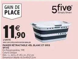 Intermarché 5five Panier rétractable 45l blanc et gris offre