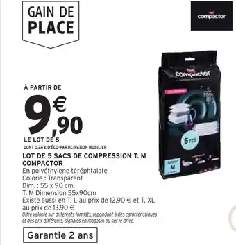 Intermarché COMPACTOR Lot de 5 sacs de compression T. M offre