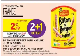 Intermarché Justin Bridou Bâton de Berger Mini Nature offre