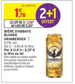 Intermarché GRIMBERGEN Bière d'abbaye blonde offre