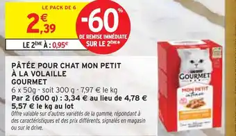 Intermarché Gourmet Pâtée pour chat Mon Petit à la Volaille offre