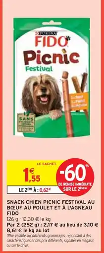 Intermarché FIDO Snack chien picnic festival au bœuf au poulet et à l'agneau offre