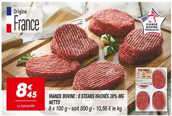 Netto NETTO 8 Steaks Hachés 20% MG offre