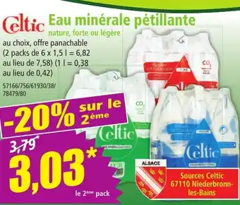 Norma Celtic Eau minérale pétillante nature, forte ou légère offre