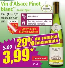 Norma Vin d'Alsace Pinot blanc Louis Engler offre