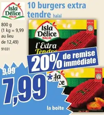 Norma Isla Délice 10 burgers extra tendre halal offre