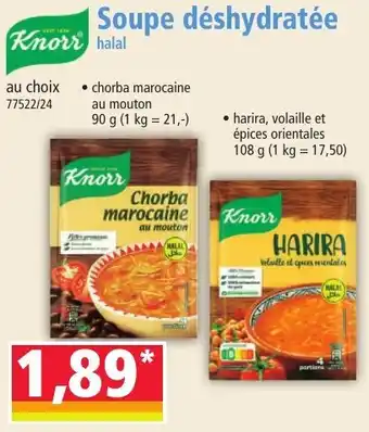 Norma Knorr Soupe déshydratée halal offre