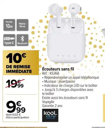 Carrefour écouteurs Sans Fil offre