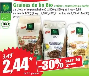 Norma Graines de lin Bio entières, concassées ou dorées offre