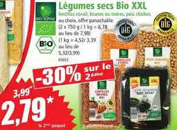 Norma Légumes secs Bio XXL lentilles corail, brunes ou noires, pois chiches offre