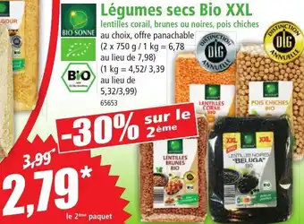 Norma Légumes secs Bio XXL lentilles corail, brunes ou noires, pois chiches offre