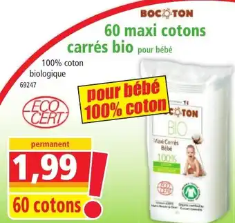 Norma Bocoton 60 maxi cotons carrés bio pour bébé offre