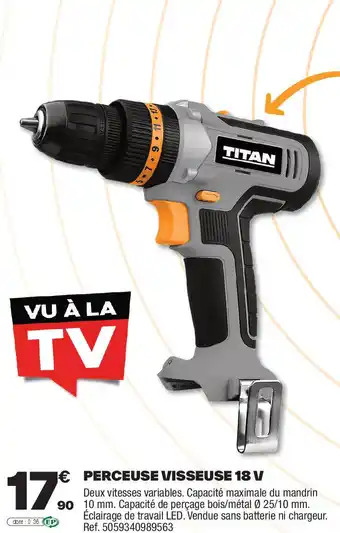 Brico Dépôt TITAN Perceuse visseuse 18 v offre