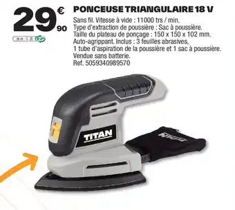 Brico Dépôt TITAN Ponceuse triangulaire 18 v offre