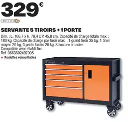 Brico Dépôt Servante 5 tiroirs +1 porte offre