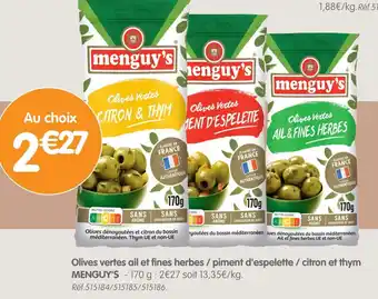 b&m MENGUY'S Olives vertes ail et fines herbes / piment d'espelette / citron et thym offre