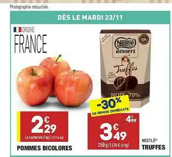 ALDI Pommes Bicolores, Truffes Nestlé offre