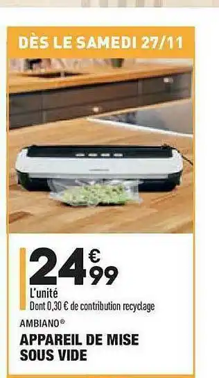 ALDI Appareil De Mise Sous Vide Ambiano offre