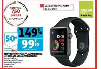 Auchan Montre Connectée Apple Watch Série 2 42mm Grade à Reconditionnée Noir offre