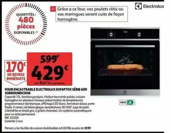 Auchan Four Encastrable électrolux Eof6p70x Série 600 Surroundcook offre