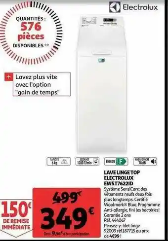 Auchan Lave Linge Top électrolux offre