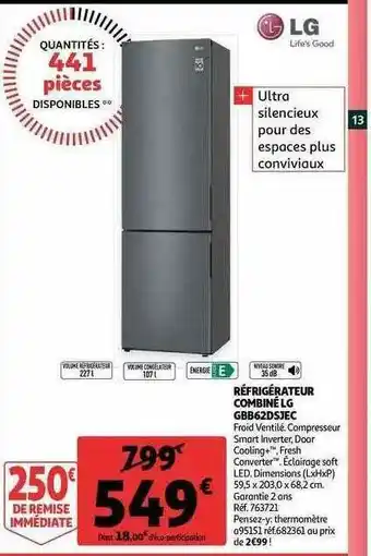 Auchan Réfrigérateur Combiné Lg offre