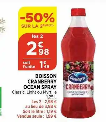 Bi1 Boisson Cranberry Ocean Spray -50% Sur La 2ème offre