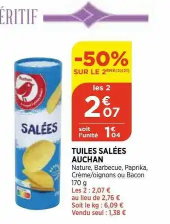 Bi1 Tuiles Salées Auchan -50% Sur Le 2ème offre