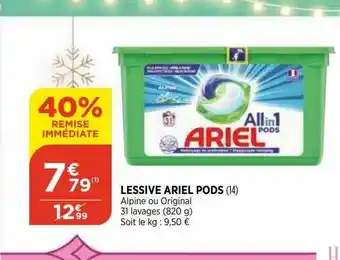 Bi1 Lessive Ariel Pods 40% Remise Immédiate offre