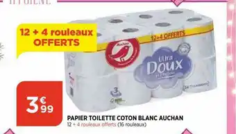 Bi1 Papier Toilette Coton Blanc Auchan offre