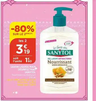 Bi1 Savon Liquide Main Désinfectant Sanytol -80% Sur Le 2ème offre