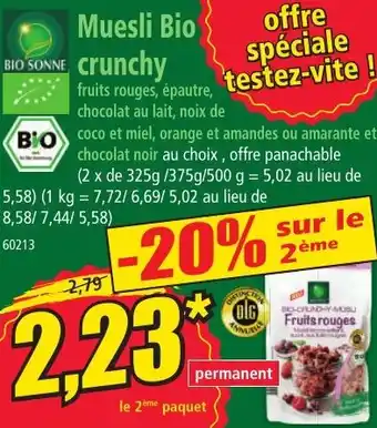 Norma Muesli Bio crunchy offre