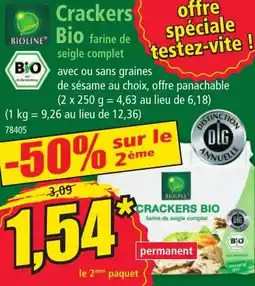 Norma Crackers Bio farine de seigle complet offre