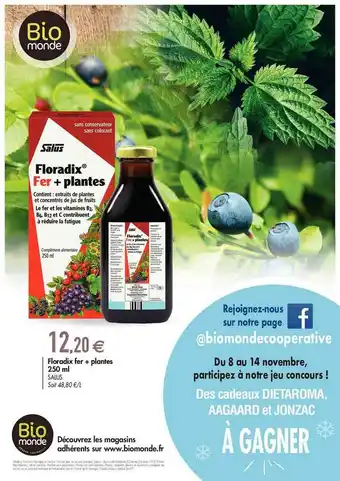 Biomonde Floradix Fer + Plantes 250 Ml Salus offre