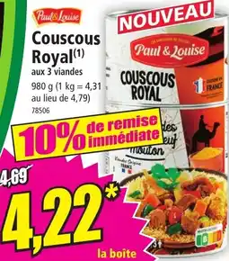 Norma Paul & Louise Couscous Royal aux 3 viandes offre