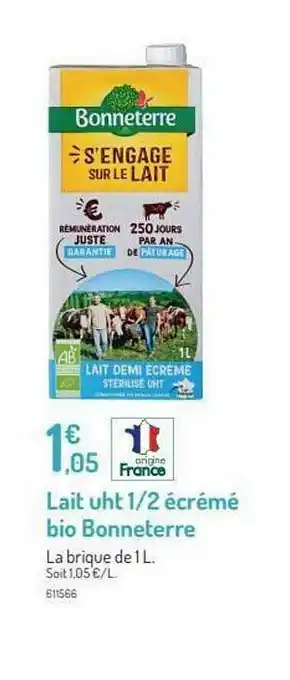 Botanic Lait Uht 1-2 écrémé Bio Bonneterre offre