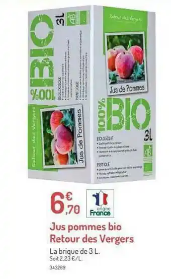 Botanic Jus Pommes Bio Retour Des Vergers offre