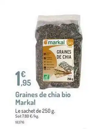 Botanic Graines De Chia Bio Markal offre