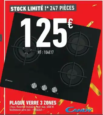 Brico Cash Plaque Verre 3 Zones offre