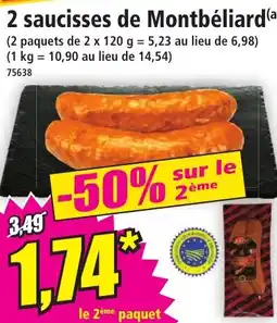 Norma 2 saucisses de Montbéliard offre