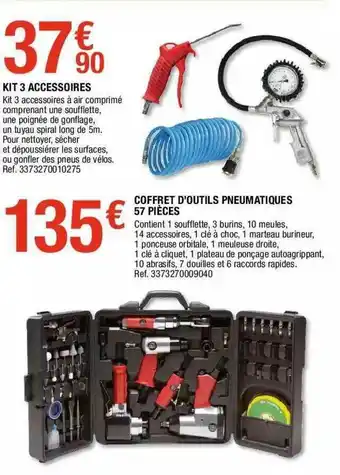Brico Dépôt Kit 3 Accessoires, Coffret D'outils Pneumatiques 57 Pièces offre