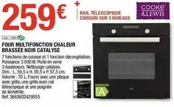 Brico Dépôt Four Multifonction Chaleur Brassée Noir Catalyse Cooke & Lewis offre