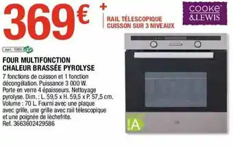 Brico Dépôt Four Multifonction Chaleur Brassée Pyrolyse Cooke & Lewis offre