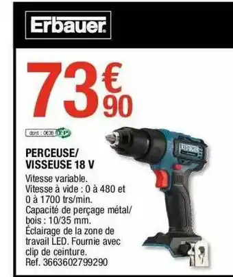 Perceuse-visseuse 18v Erbauer