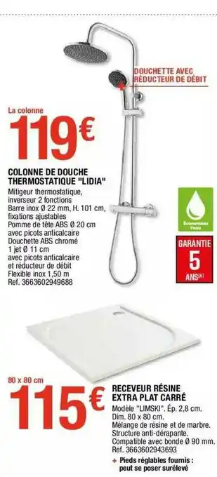 Brico Dépôt Colonne De Douche Thermostatique offre